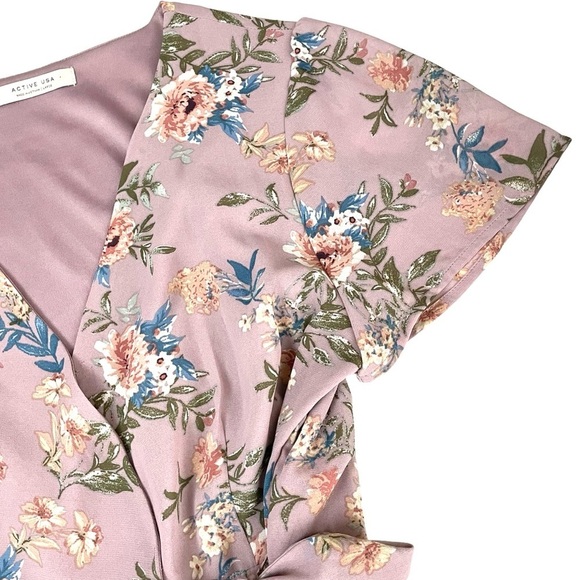 Active USA Floral Wrap Maxi Dress Purple Large - Picture 7 of 12